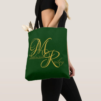 Tote Bag Nom du monogramme Script écologique initial