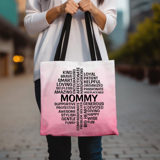Tote Bag Nom du nuage de mot maman Pink Ombre (Créateur téléchargé)