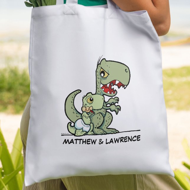 Tote Bag Nom du petit frère T-Rex Dinosaur personnalisé (Personalized Little Brother T-Rex Dinosaur Name Tote Bag)