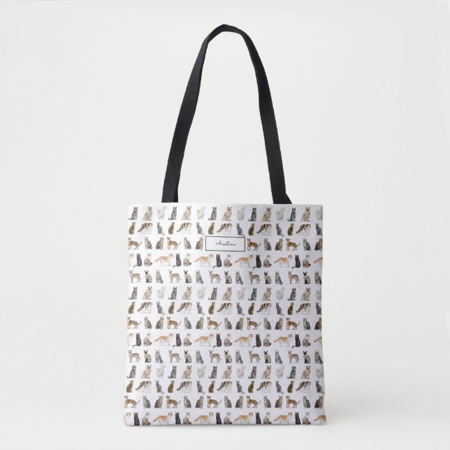 Tote Bag Nom élégant Monogram Cat Breeds (Devant)