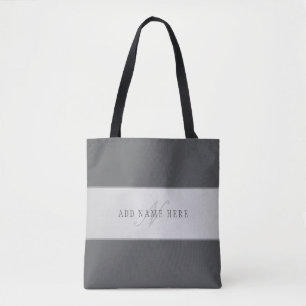 Tote Bag Nom élégant & Monogramme Lettrage (ou autre texte)