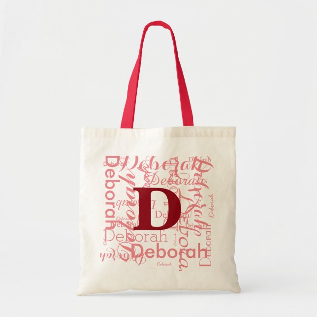 Tote Bag nom et initiale personnalisés du monogramme (Devant)