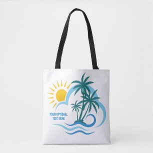 Tote Bag Nom et texte personnalisés Îles tropicales