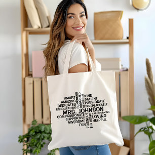 Tote Bag Nom et traits du nuage de mots de l'enseignant