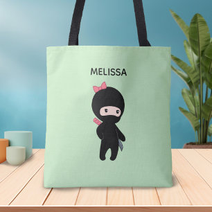 Tote Bag Nom fait sur commande de fille minuscule de Ninja
