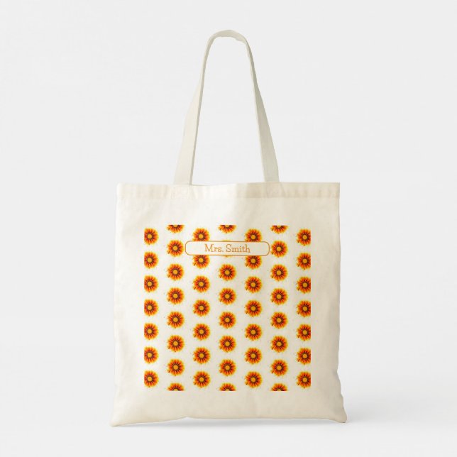 Tote Bag Nom Floral Professeur Appréciation Fin De L'Année (Dos)