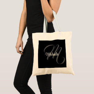 Tote Bag Nom initial de monogramme moderne minimaliste