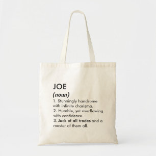 Tote Bag Nom Joe, Nom modifiable, Nom personnalisé