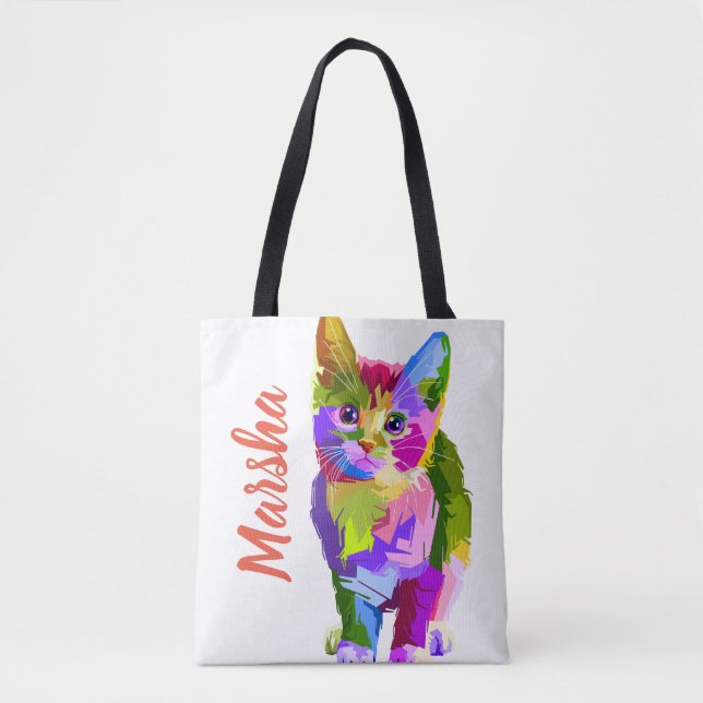 Tote Bag Nom modifiable personnalisable Contemporary Artsy  (Devant)
