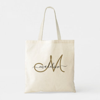 Tote Bag Nom monogrammé élégant, script moderne, tendance