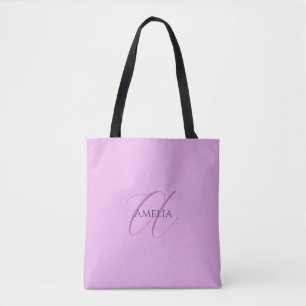 Tote Bag Nom Monogramme Lettre initiale Orchid & Lilac