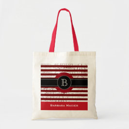 Tote Bag nom&monogramme noir/rouge initial
