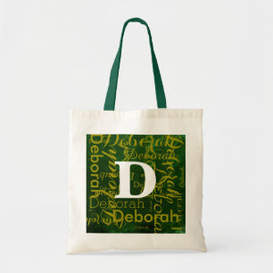 Tote Bag nom monogramme personnalisé et vert initial
