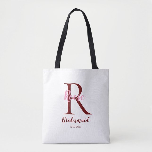 Tote Bag nom monogramme simple personnalisé date de demaid  (Devant)