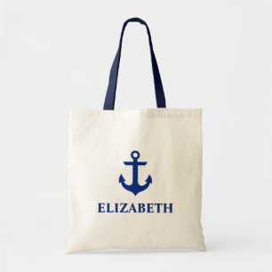 Tote Bag Nom nautique Ancre Sangle Bleue