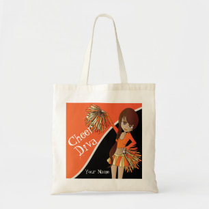 Tote Bag Nom orange du pom-pom girl do-it-yourself de
