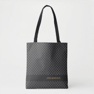 Tote Bag Nom personnalisé À damiers Motif