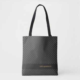 Tote Bag Nom personnalisé À damiers Motif