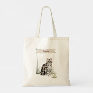 Tote Bag Nom personnalisé American Short cheveux Pet Cat