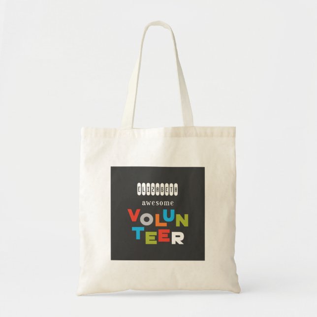 Tote Bag Nom Personnalisé, Awesome Bénévole Appréciation (Devant)