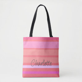 Tote Bag Nom personnalisé Bandes roses