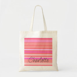 Tote Bag Nom personnalisé Bandes roses