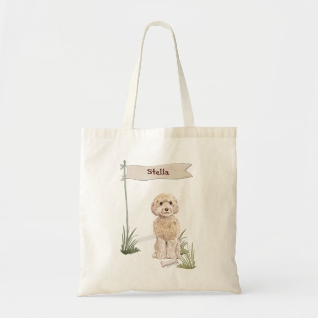 Tote Bag Nom personnalisé Champagne Cockapoo Chien animal d (Devant)