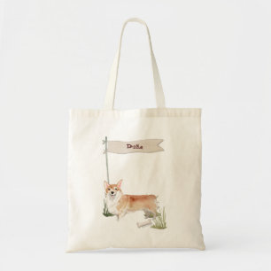 Tote Bag Nom personnalisé Corgi chien animal