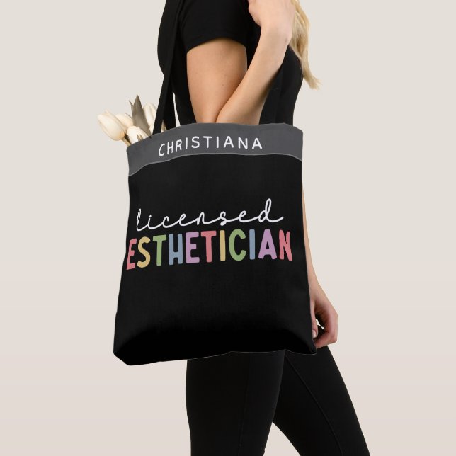 Tote Bag Nom personnalisé Cosmetologue Esthétique agréé (De près)