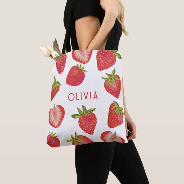 Tote Bag Nom personnalisé de fraise (De près)