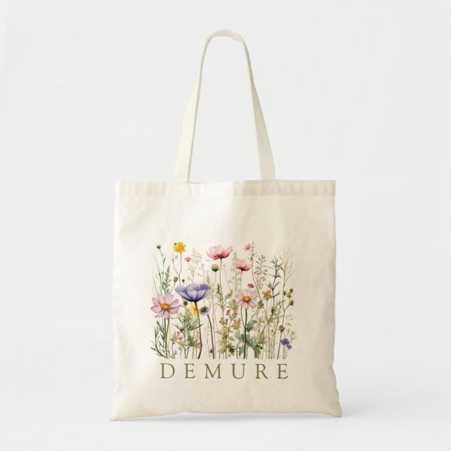 Tote Bag Nom personnalisé de la demande du fleur sauvage (Devant)