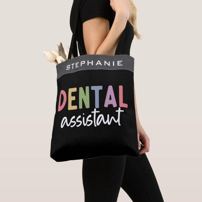 Tote Bag Nom personnalisé Dental Assistant Cadeau (De près)