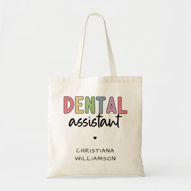 Tote Bag Nom personnalisé Dental Assistant Cadeau (Devant)