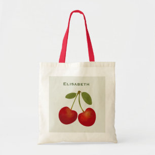 Tote Bag Nom personnalisé des fruits aux cerises rouges