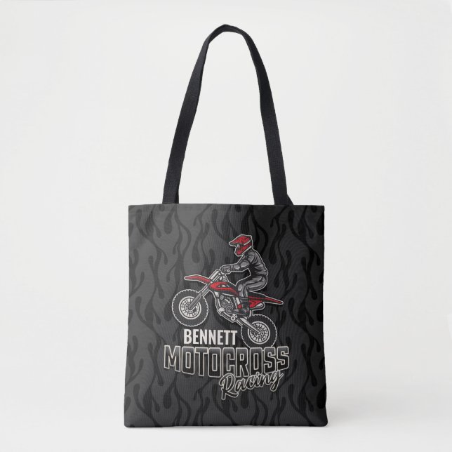 Tote Bag Nom personnalisé Dirt Vélo Rider Motocross Racing (Devant)