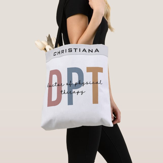Tote Bag Nom personnalisé DPT Doctor of Physical Therapy  (De près)