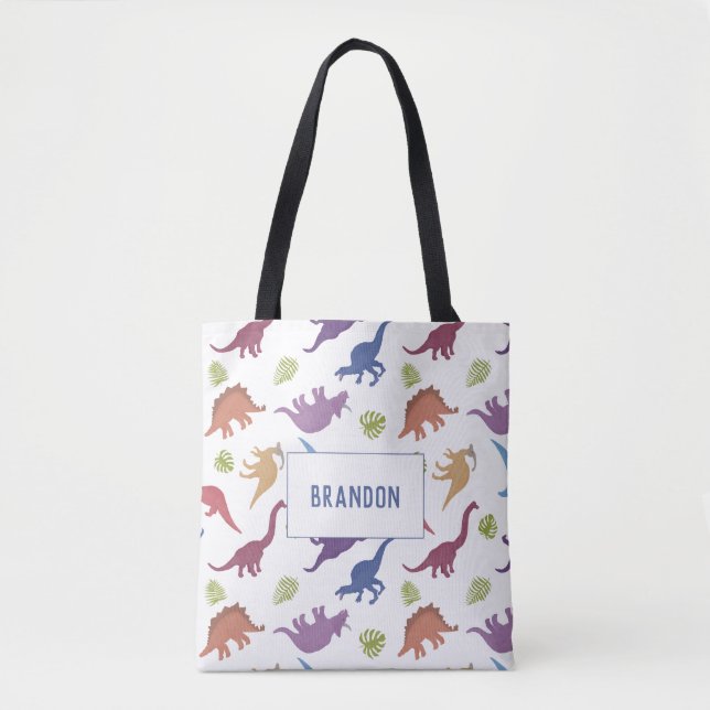 Tote Bag Nom personnalisé du Motif Dinosaur Cute (Devant)