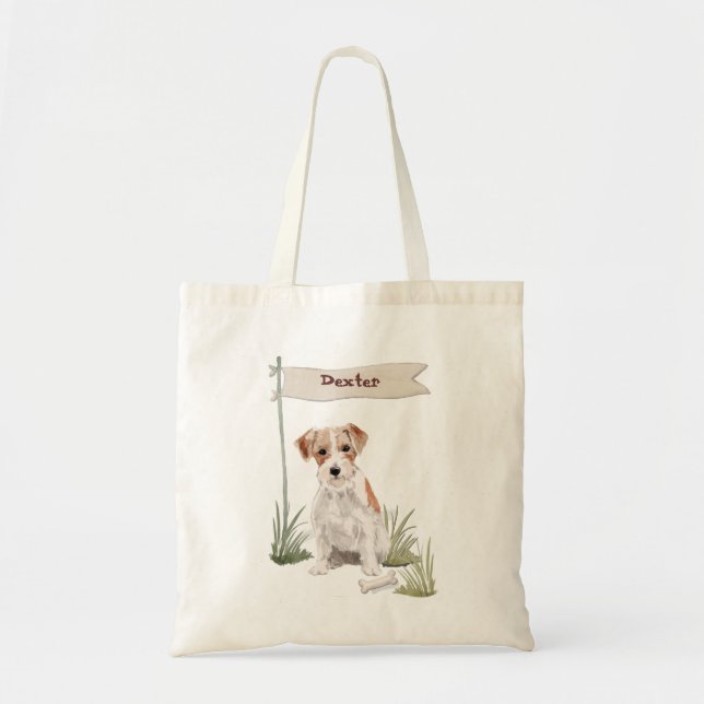 Tote Bag Nom personnalisé Fil Haired Jack Russell Chien de  (Devant)