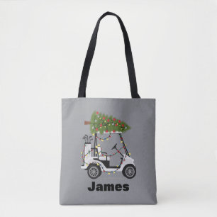 Tote Bag Nom personnalisé Golfeur Noël Golf Cart Cadeau de