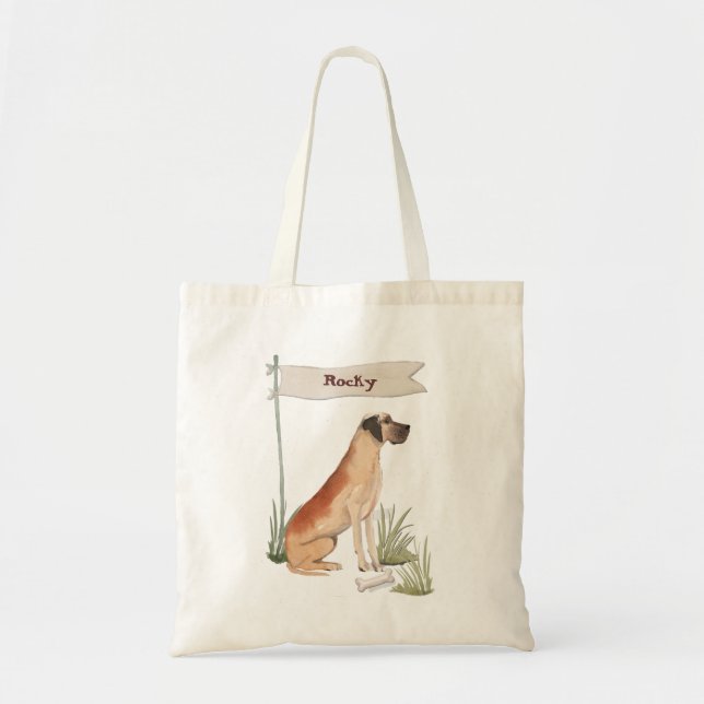 Tote Bag Nom personnalisé Great Dane Pet Chien (Devant)