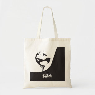 Tote Bag Nom personnalisé Hello Black and White Golf