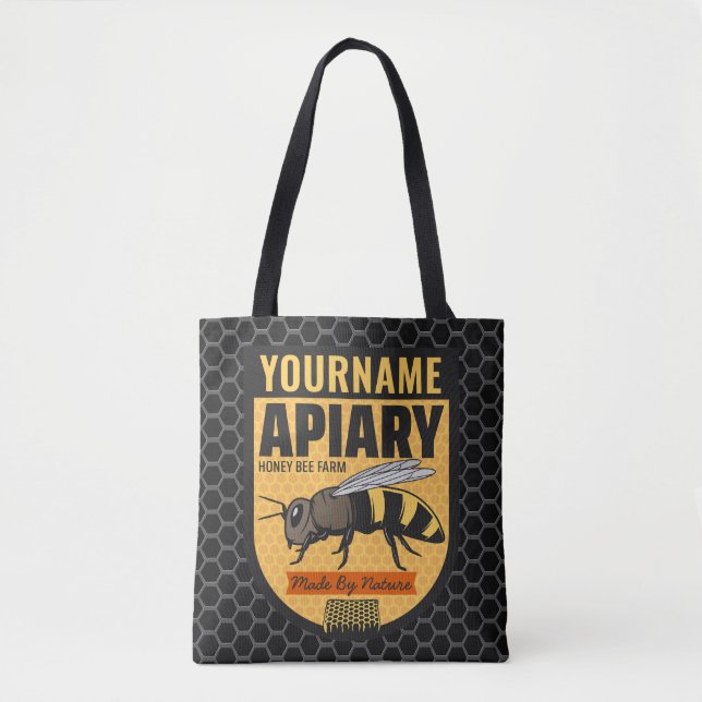 Tote Bag NOM PERSONNALISÉ Honey Bee Apiary Beehives Farm (Devant)