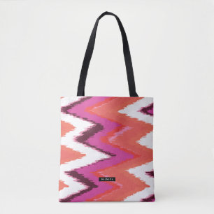 Tote Bag Nom personnalisé Ikat Chevron Motif Bridesmaid
