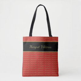 Tote Bag Nom personnalisé Jólabókaflóð Livre rouge Inondati