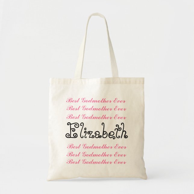 Tote Bag Nom personnalisé Meilleur Godmère Jour Pink Noir S (Devant)