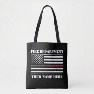 Tote Bag Nom personnalisé Mince Ligne rouge Drapeau Fière P