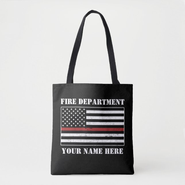 Tote Bag Nom personnalisé Mince Ligne rouge Drapeau Fière P (Devant)