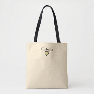 Tote Bag Nom personnalisé Minimal Heart Noir & Crème