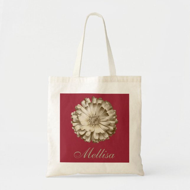 Tote Bag Nom personnalisé Monogram Golden Sunflower (Devant)