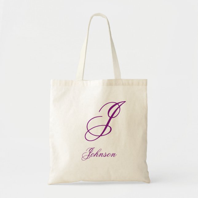 Tote Bag Nom personnalisé monogramme lavande violet lavande (Devant)